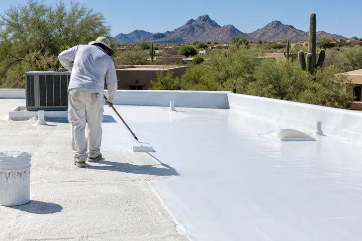 Fresh coating over a foam roof